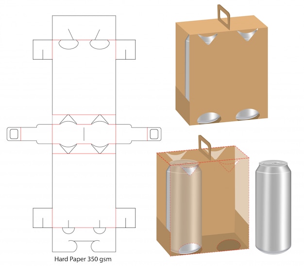 Premium Vector Beverage packaging die cut template design