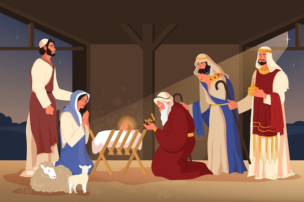 Premium Vector | Bible Narratives About The Adoration Of The Magi ...