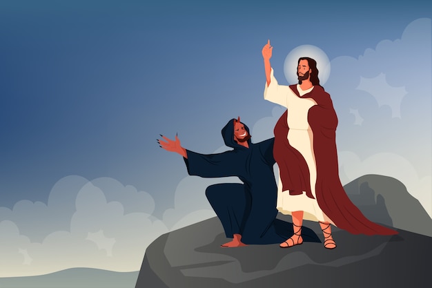 Premium Vector Bible Narratives About The Temptation Of Jesus Christ 