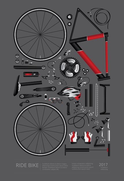 自転車 アセンブリ ポスター 広告 ベクトル イラスト プレミアムベクター