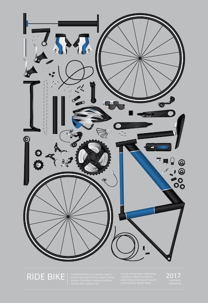 自転車 アセンブリ ポスター 広告 ベクトル イラスト プレミアムベクター