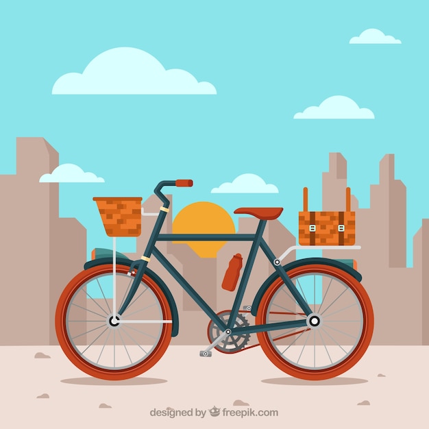 Bicycle background in the city in flat\
design