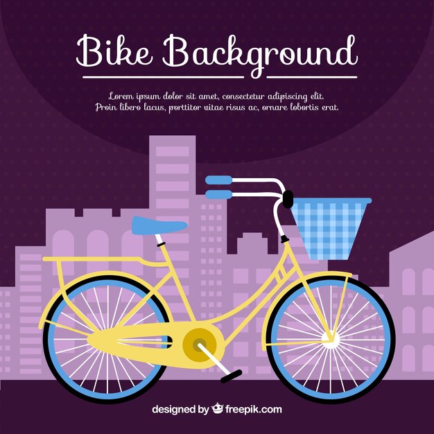 Bicycle background with basket in flat\
design