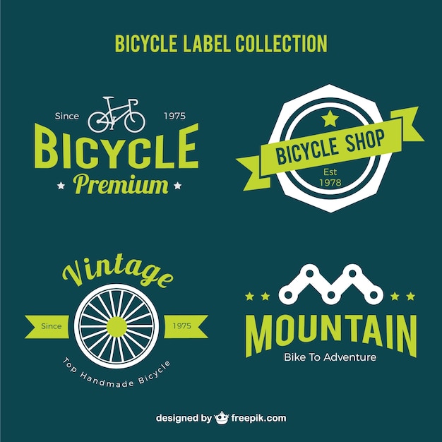 Bicycle labels set in green color
