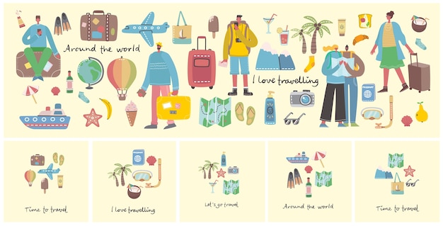 Download Premium Vector Big Bundle Of Travel And Summer Holiday Related Objects And Icons