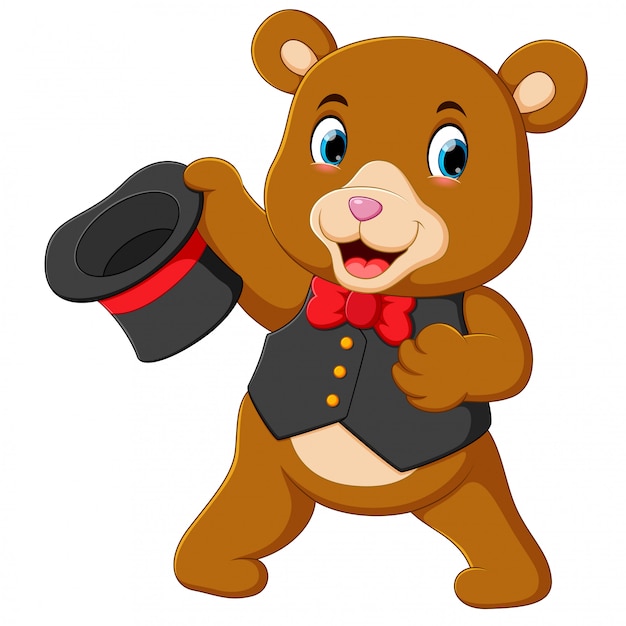 Premium Vector | A big circus bear uses the best costume and holding ...