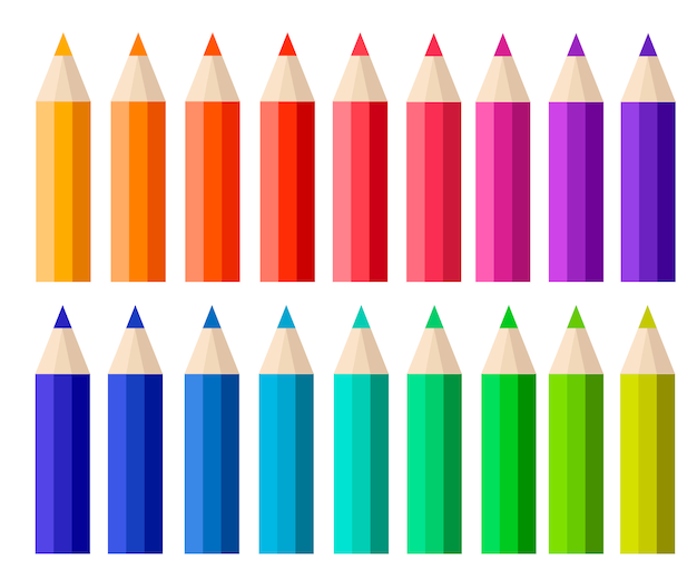 Premium Vector | Big collection of colored pencils. cartoon style ...