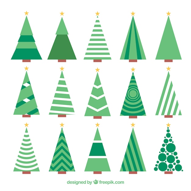 Free Vector | Big collection of fifteen christmas trees