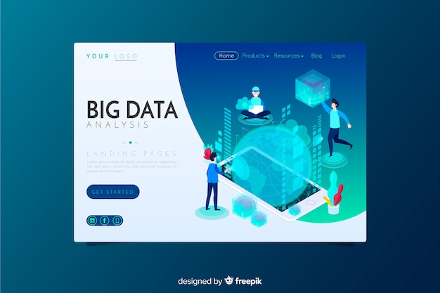 Free Vector Big Data Analysis Landing Page