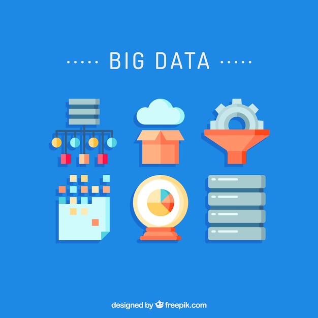 Big data and technology icon set