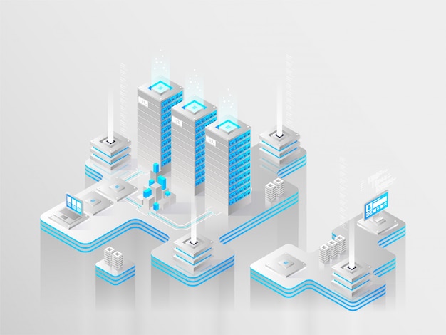 Premium Vector | Big data center illustration