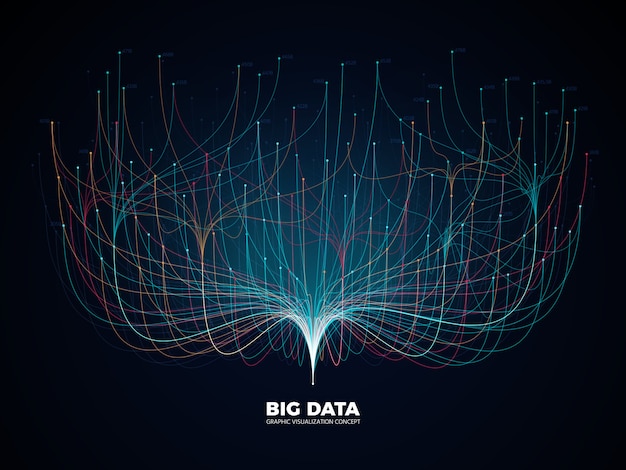 Big data network visualization. digital music industry, abstract science background. Premium Vector
