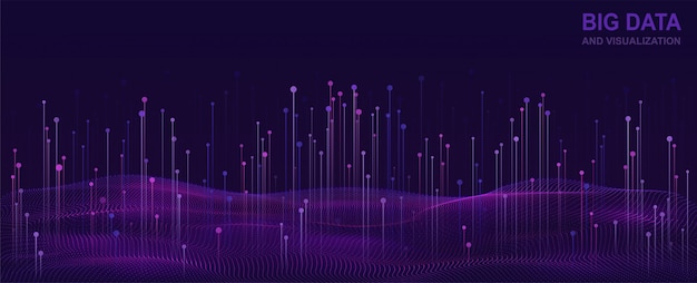  Big data visualization. futuristic design of data flow. abstract digital background with flowing pa