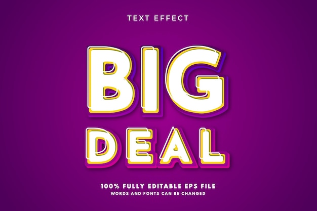 Premium Vector | Big deal text effect editable