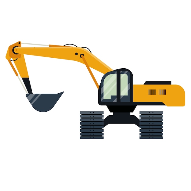 Premium Vector | Big excavator machine isolated