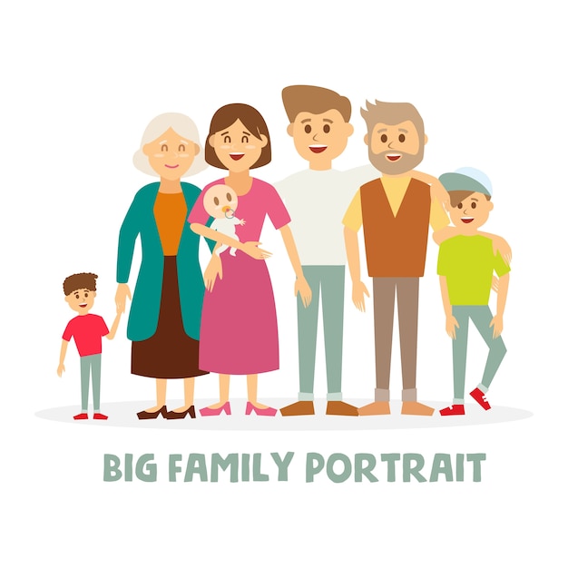 Download Big family portrait Vector | Premium Download