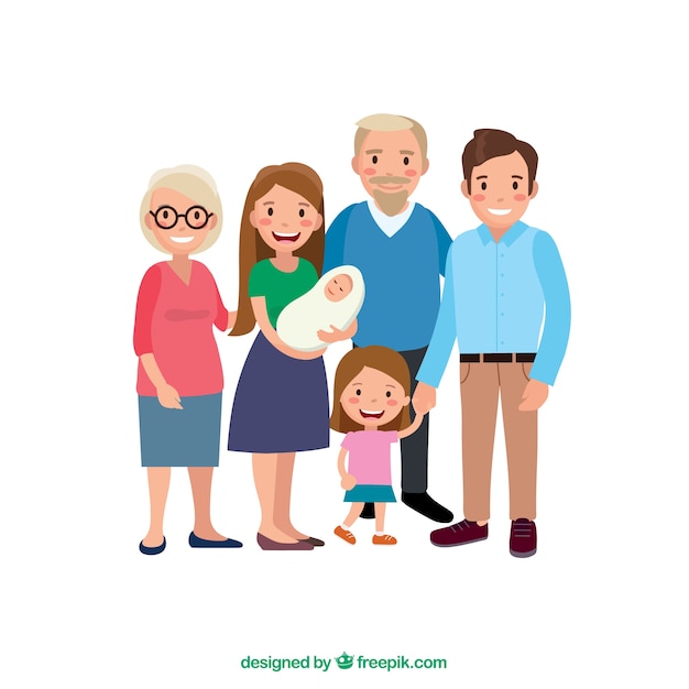 Free Vector | Big happy family with flat design