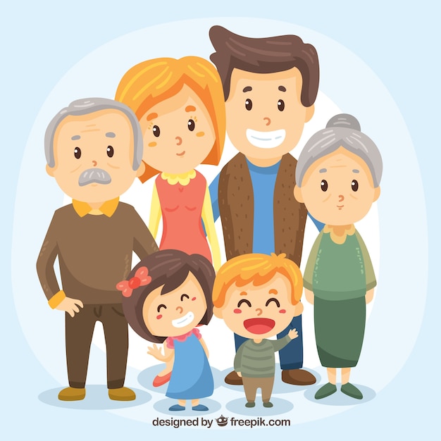 Big happy family with hand drawn style Free Vector