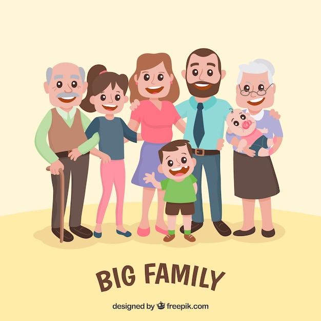 Free Vector | Big happy family with hand drawn style