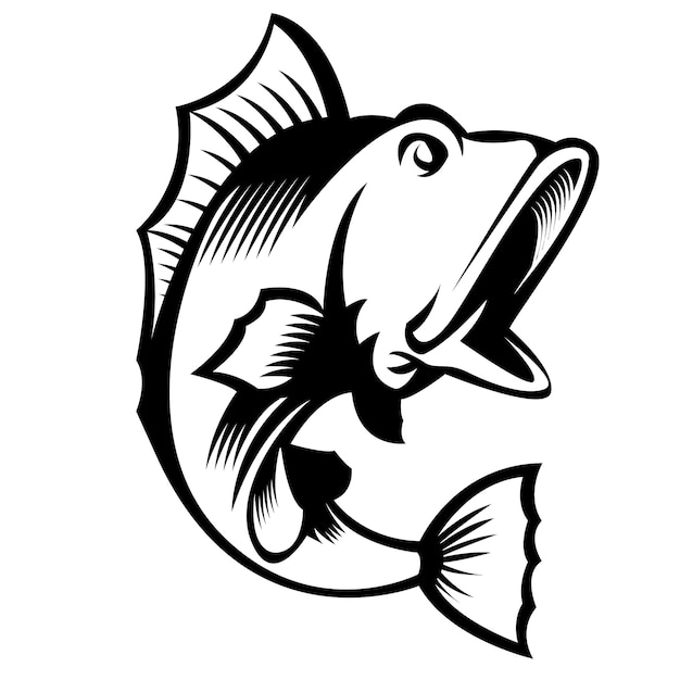 Download Big mouth bass fish Vector | Premium Download