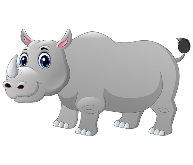 Premium Vector | A big rhino cartoon