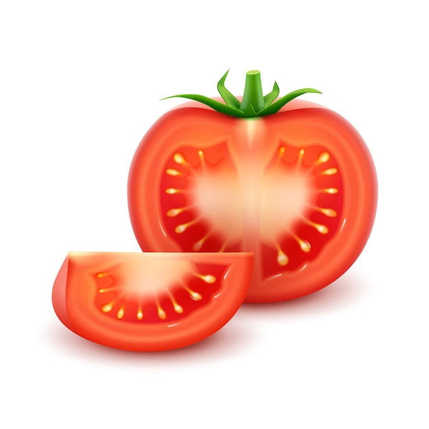 Нарезанный помидор на прозрачном фоне