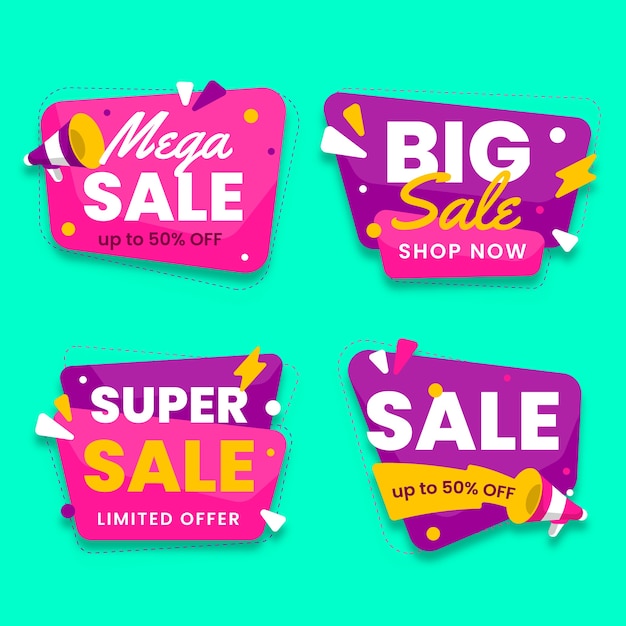 Big sale chat bubbles design with flashes banner collection Free Vector