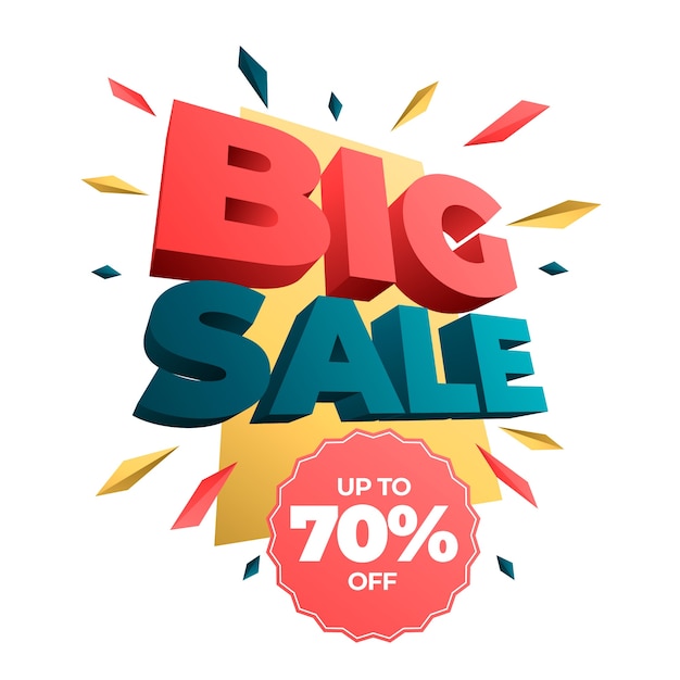 Free Vector Big Sale Colorful 3d Banner