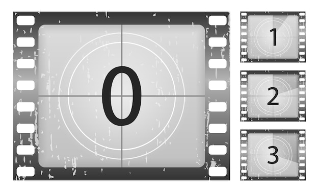 ビッグは 古典的な映画のカウントダウンフレームを数字で設定しました プレミアムベクター