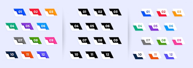 Big set of bullet points from one to twelve Free Vector