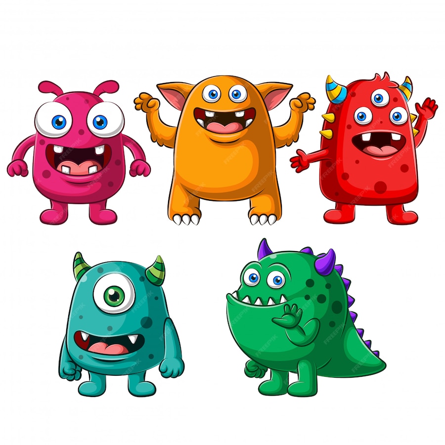 Premium Vector | Big set of cute cartoon funny colorful monsters