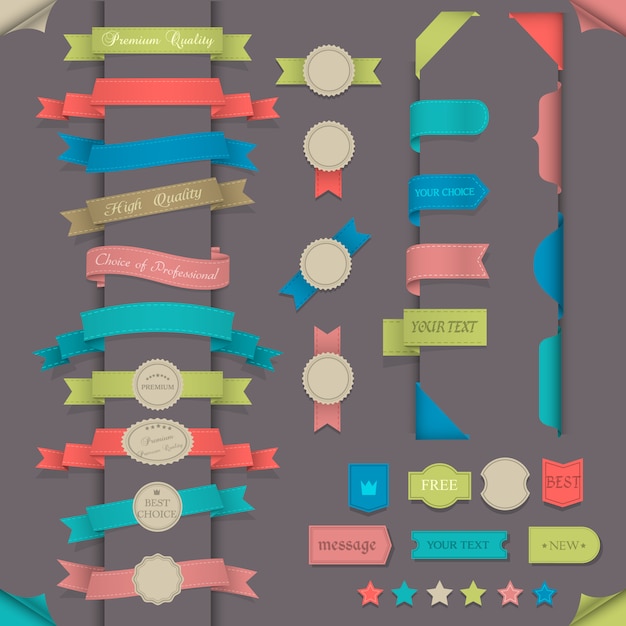 Big set elements in retro style Premium Vector
