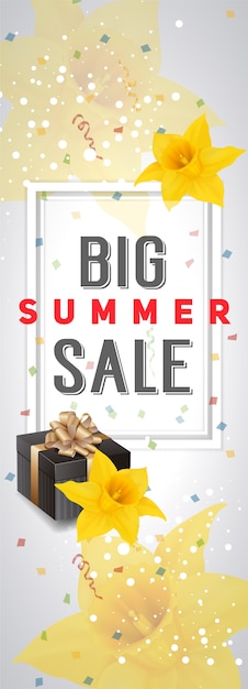 Big summer sale banner with yellow\
flowers