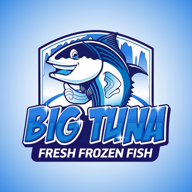 Big tuna fresh frozen fish logo Premium Vector