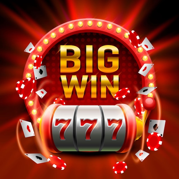 Premium Vector | Big win slots 777 banner casino. vector illustration