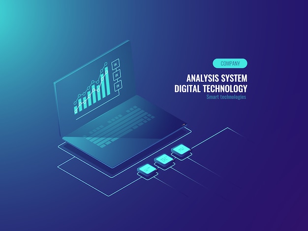 Bigdata report, data statistics on screen of laptop, Business and data charts Free Vector Bigdata report, data statistics on screen of laptop, Business and data charts Free Vector