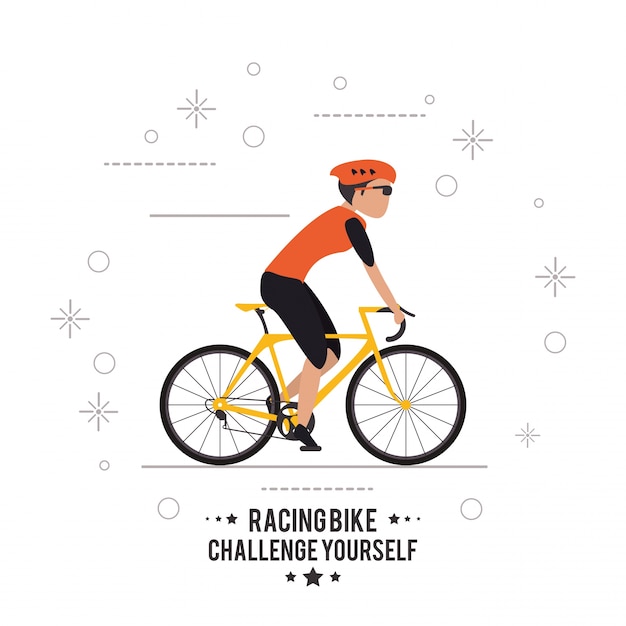 Premium Vector | Bike racing male cartoon challenge yourself