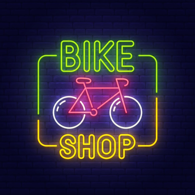 Premium Vector Bike Shop Neon Sign