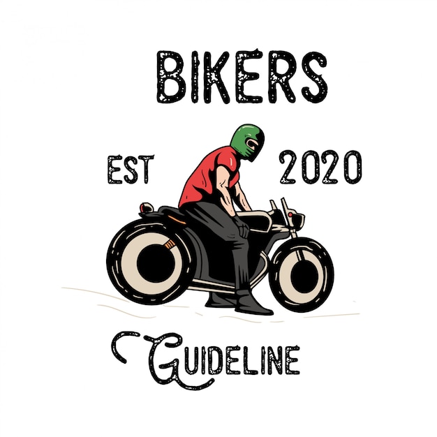 Bikers logo design vintage | Premium Vector
