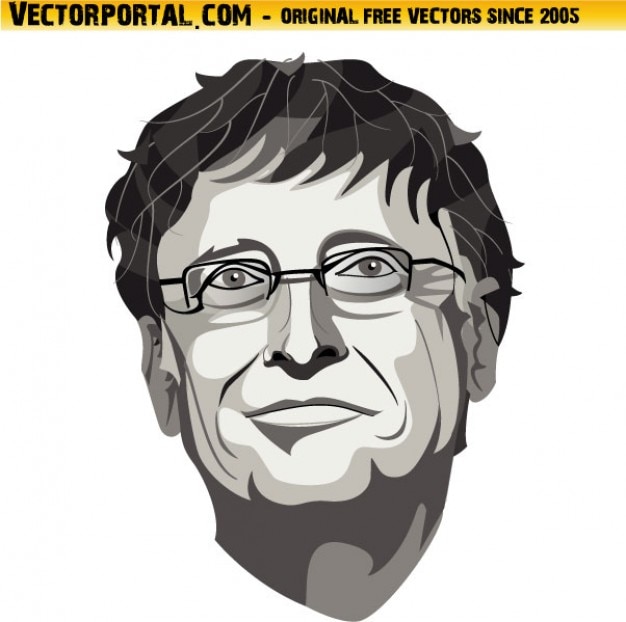 Free Vector Bill Gates Face Closeup In Black And White Colors