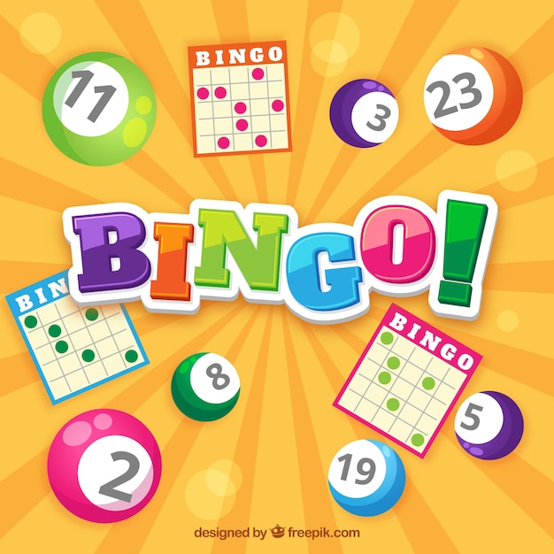 Bingo background with ballots and colored balls Vector | Free Download