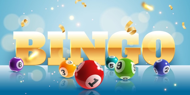 Premium Vector | Bingo. realistic lottery balls and golden confetti poster  with text, lucky big win. lotto game internet leisure, vector gambling  concept background