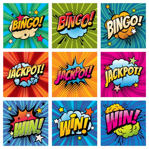 Premium Vector Bingo And Win Comic Bubbles Pop Art Set