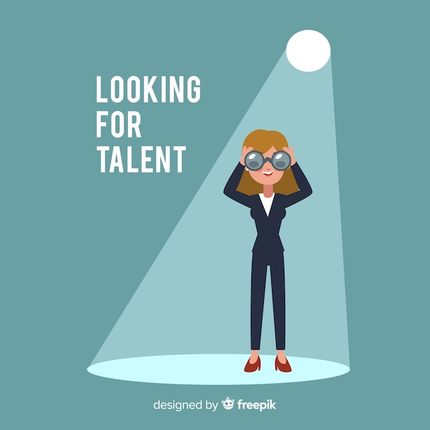 Free Vector Binocular Woman Looking Talent Background