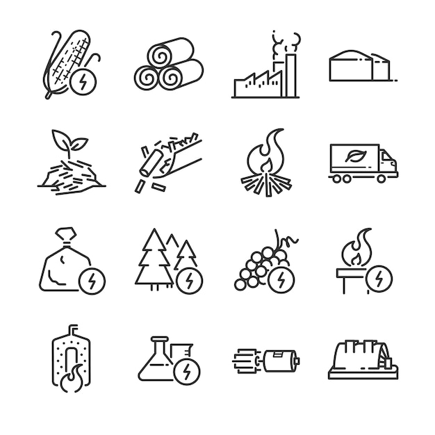 Premium Vector Biomass Line Icon Set