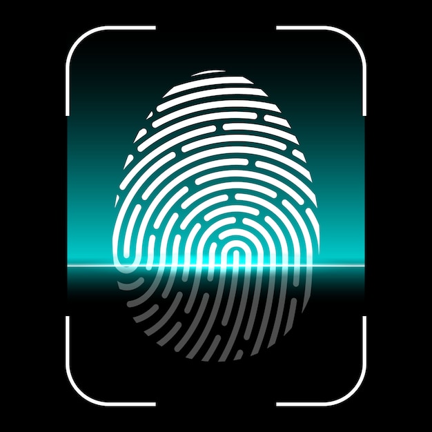 Biometric fingerprint scan, identification system Premium Vector