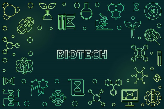 Premium Vector | Biotech concept green illustration in thin line style