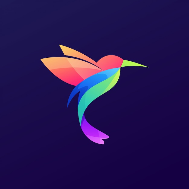 Bird color logo hummingbird fly Vector | Premium Download