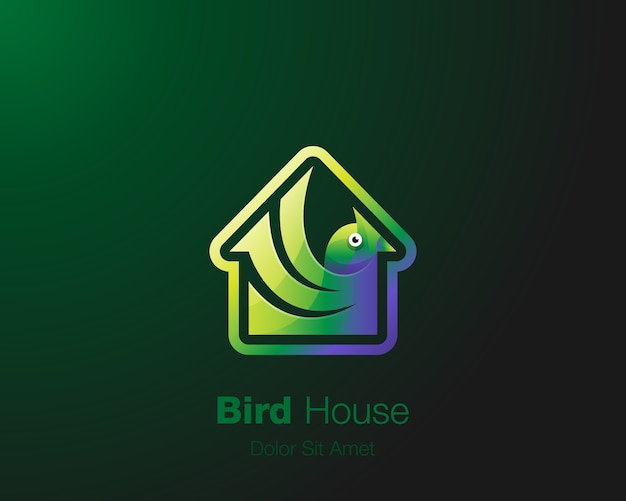 Premium Vector Bird House Logo Green Bird With House Icon Logo