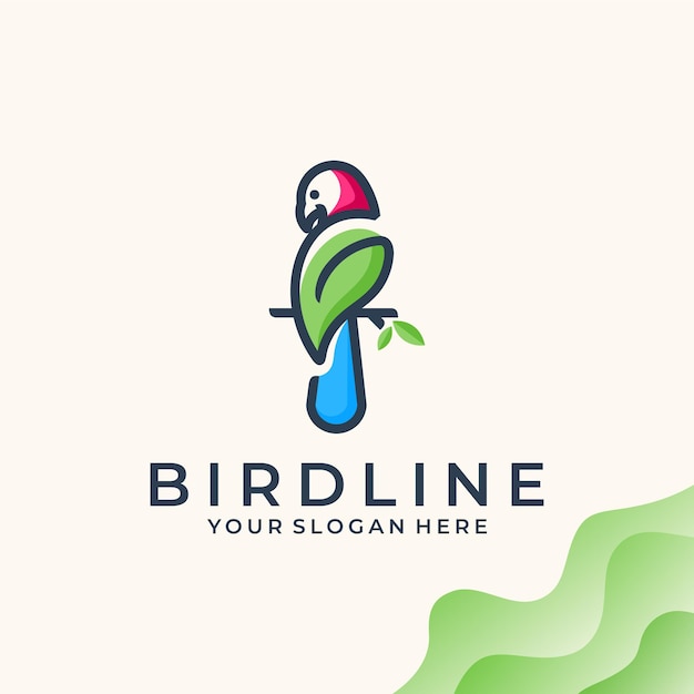 Premium Vector | Bird ,leaf , line art , logo design inspiration